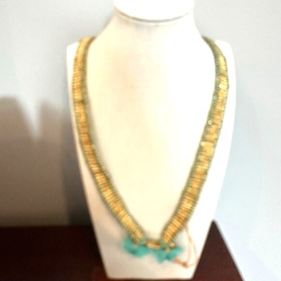 House of Tuhina Made in India Gold Green Necklace Heavy Statement Ethnic Exotic - Picture 5 of 13